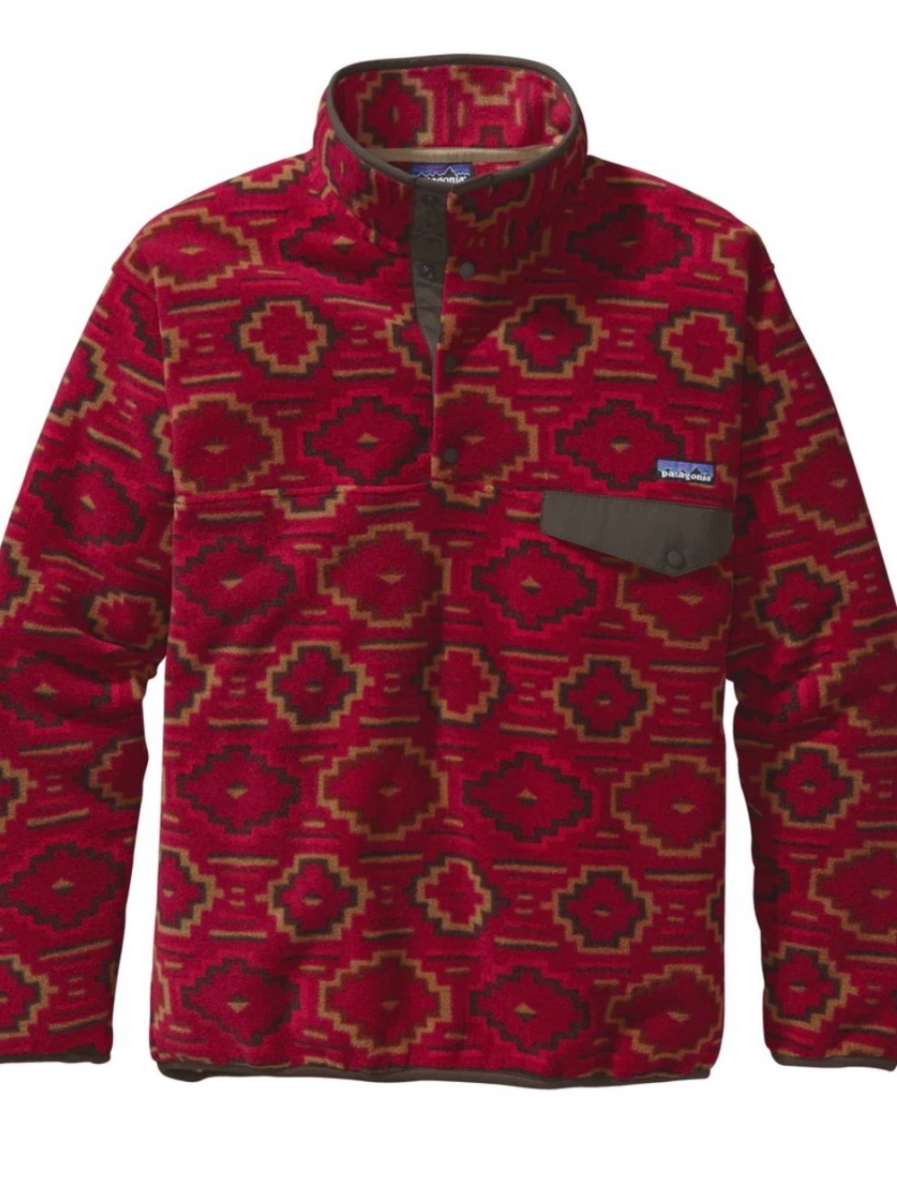 Patagonia Red Tribal Aztec Snap T Synchilla Pullover